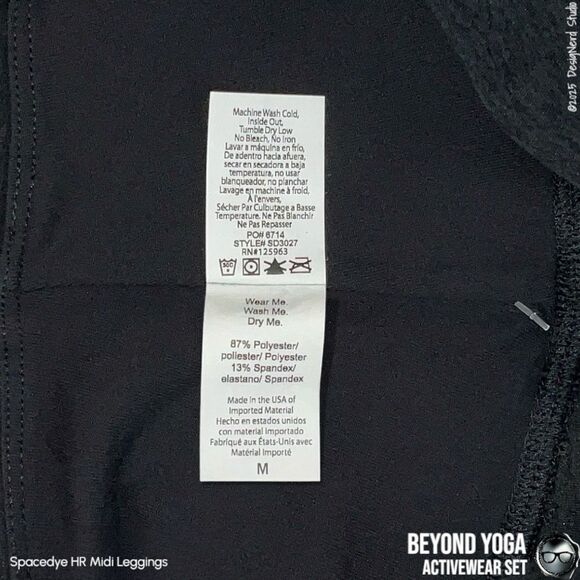 BEYOND YOGA SPACEDYE SET: ON THE DOWN LOW TEE + MIDI LEGGINGS IN DARKEST NIGHT M - Picture 12 of 15